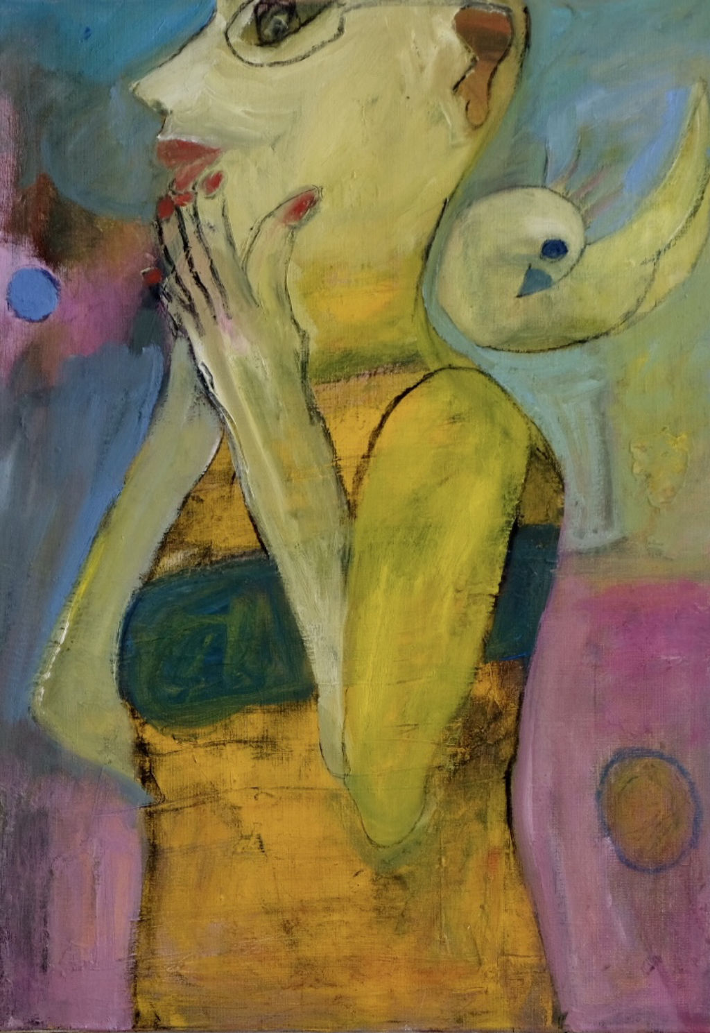 'Kvinna i profil ', 2023, ett konstverk av Fia Kvissberg