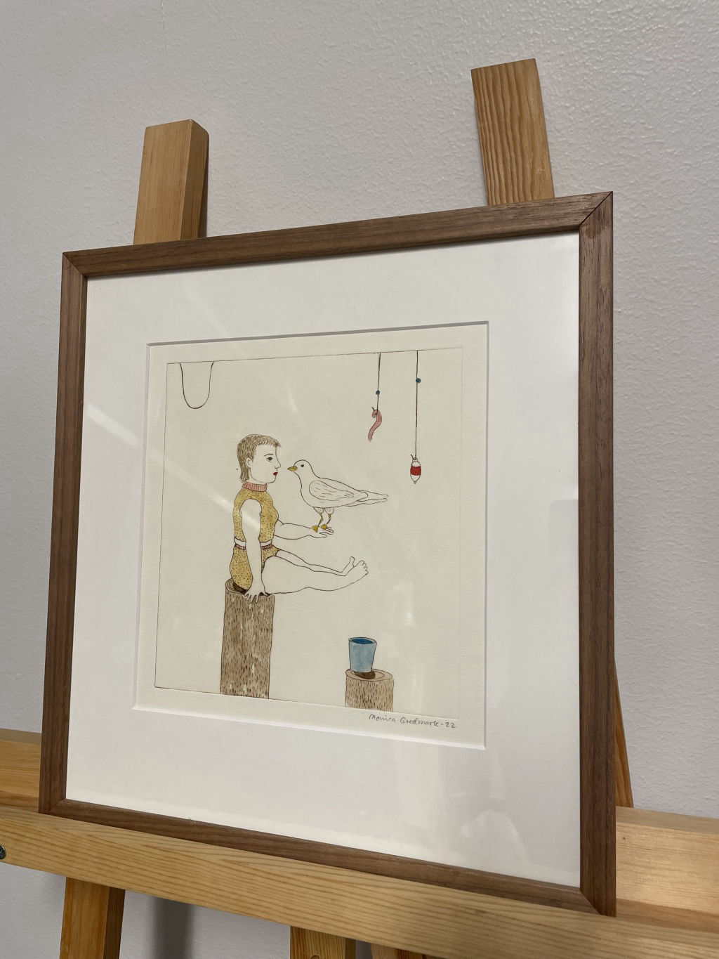 '19. En fiskmås på min hand', ett konstverk av Monica Gredmark