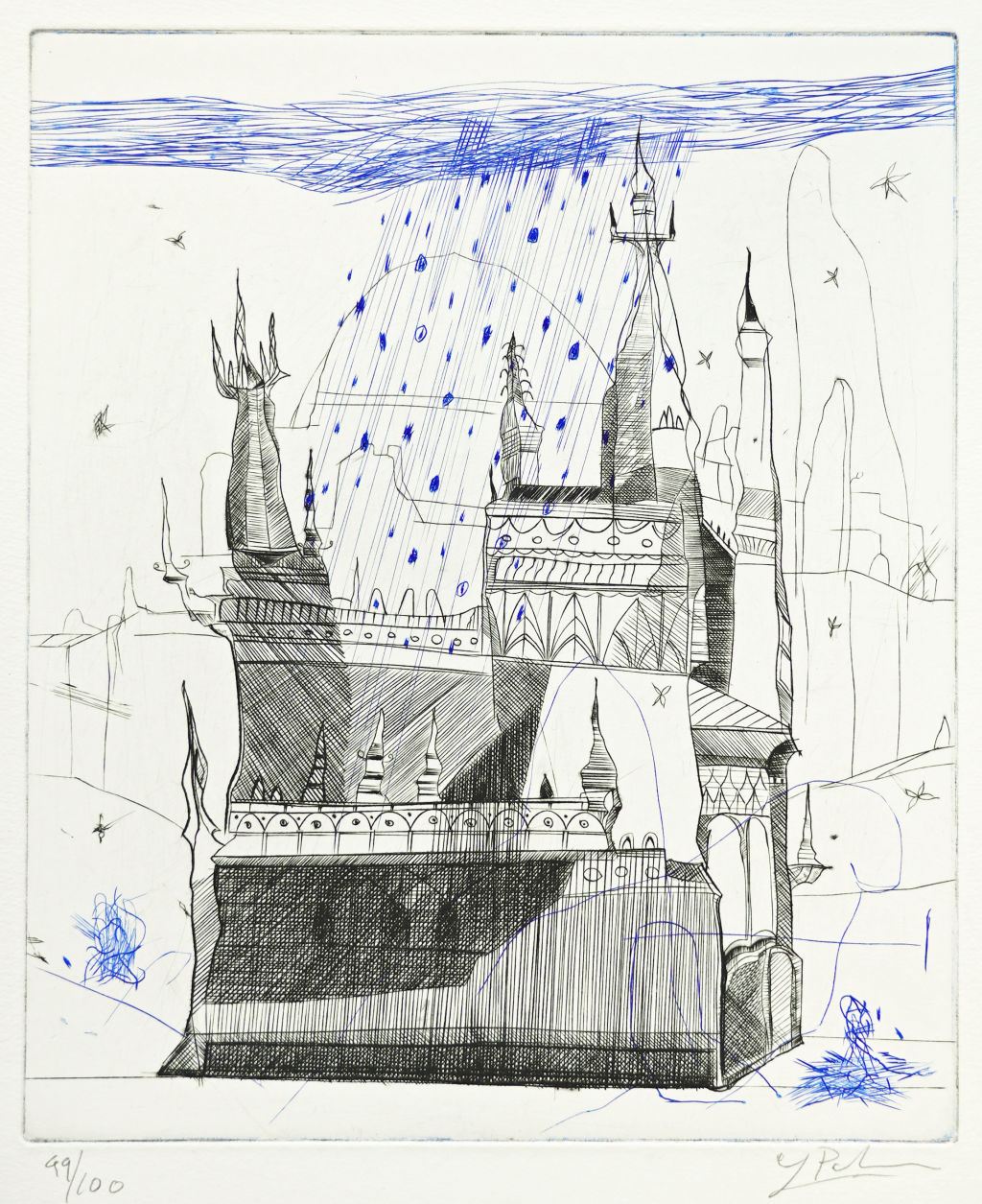 'Blått regn', ett konstverk av Lars Palm