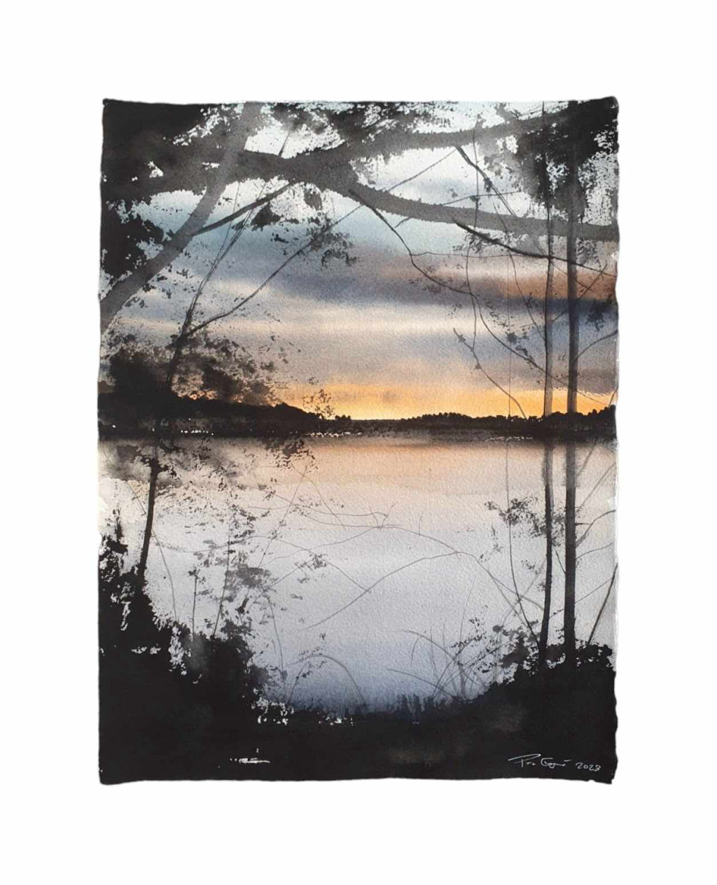 'Solnedgång Ångermanland', ett konstverk av Peter Eugén Nilsson