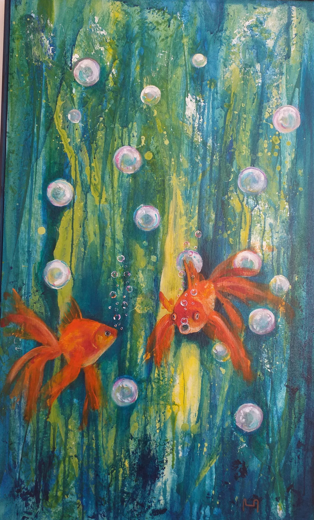 'Akryl på bomull ”Under ytan”', ett konstverk av Anna Markstedt