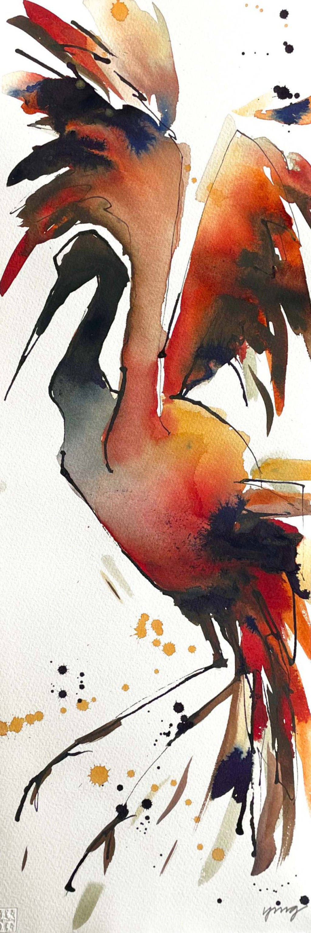 'Akvarell ”BirdieII”', ett konstverk av Ylva Molitor Gärdsell