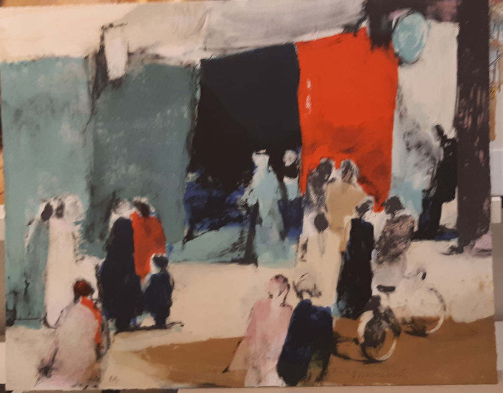 'Litografi ”Över torget”', ett konstverk av Berndt Wennström