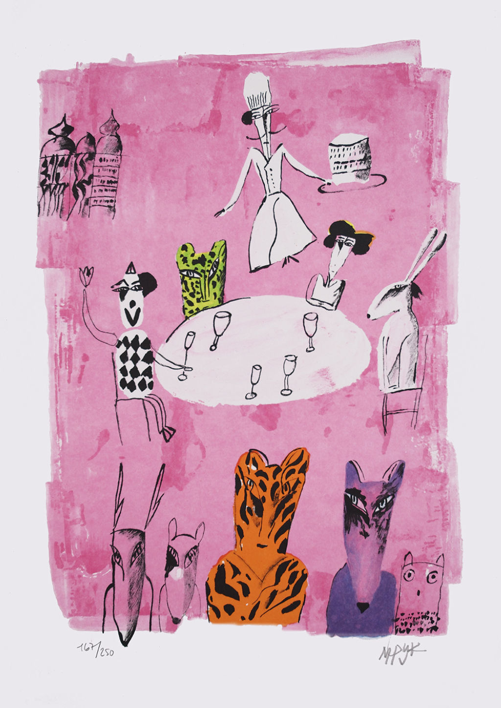 'Litografi ”Festen”', ett konstverk av Madeleine Pyk