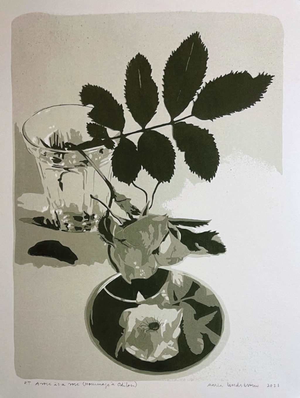 'En ros är en ros (Hommage à Odilon)', 2023, ett konstverk av Maria Lindström